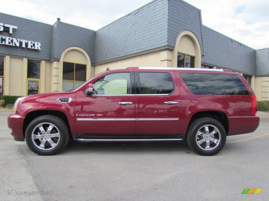 2007 Escalade ESV AWD - Red-E / Cocoa/Light Cashmere photo #1