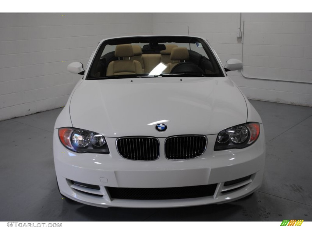 2009 1 Series 128i Convertible - Alpine White / Savanna Beige/Black Boston Leather photo #2