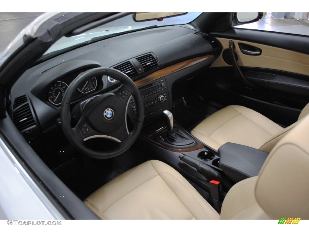 Savanna Beige/Black Boston Leather Interior 2009 BMW 1 Series 128i Convertible Photo #55080220