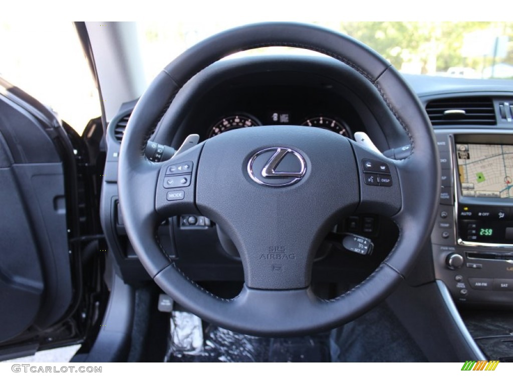 2010 Lexus IS 350C Convertible Black Steering Wheel Photo #55082257