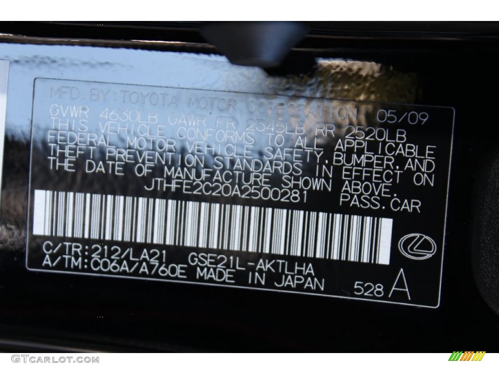 2010 IS Color Code 212 for Obsidian Black Photo #55082401