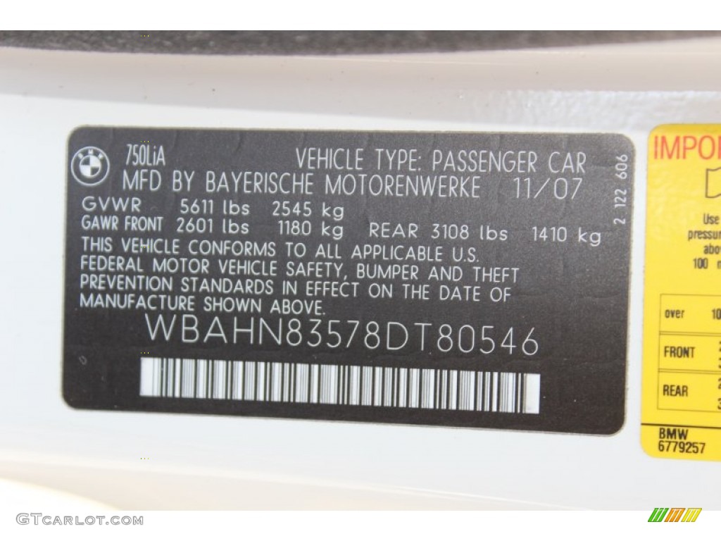 2008 7 Series 750Li Sedan - Alpine White / Lava Blue photo #33