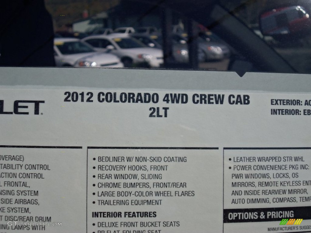 2012 Chevrolet Colorado LT Crew Cab 4x4 Window Sticker Photo #55086388