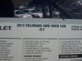 2012 Chevrolet Colorado LT Crew Cab 4x4 Window Sticker