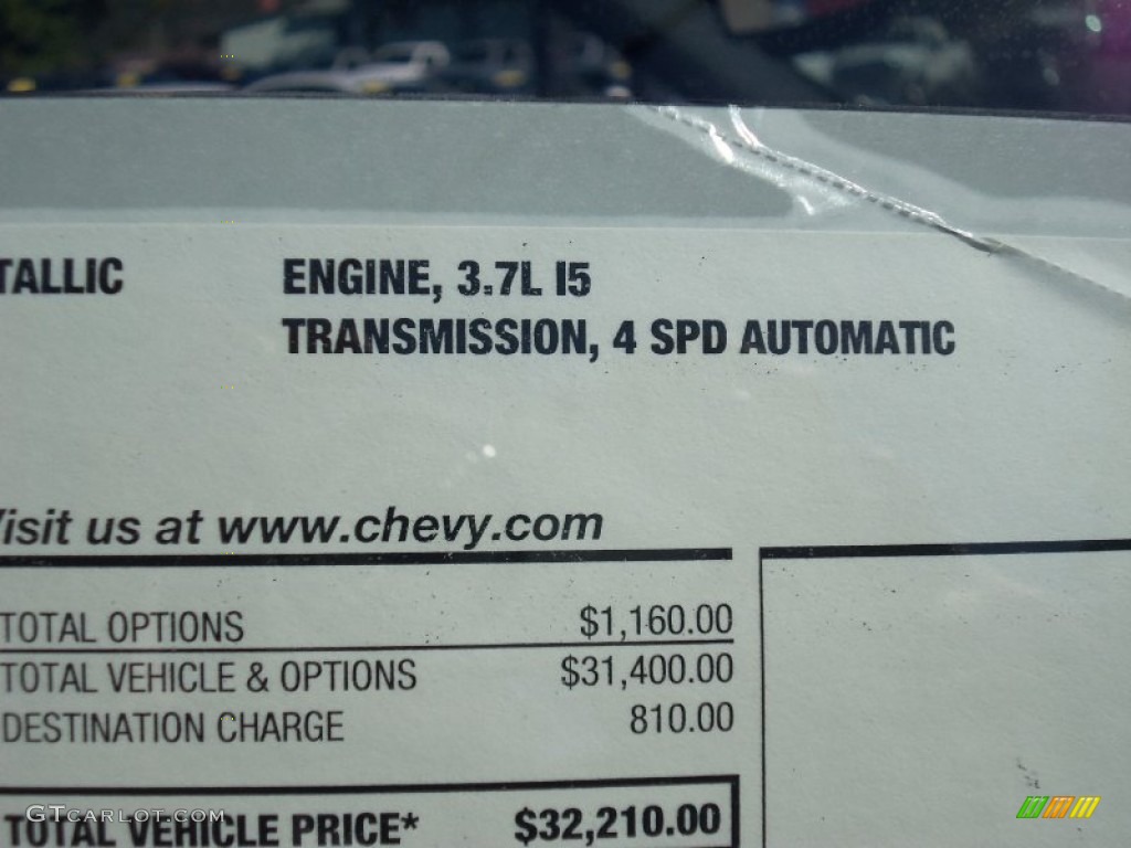 2012 Chevrolet Colorado LT Crew Cab 4x4 Window Sticker Photo #55086406