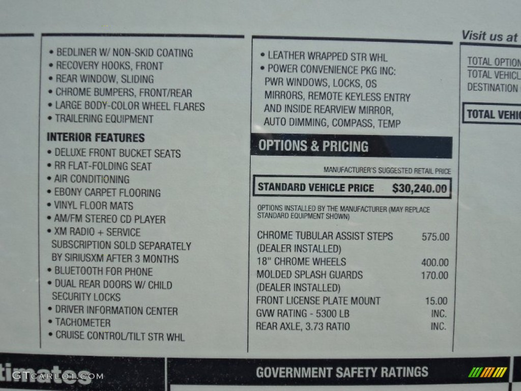 2012 Chevrolet Colorado LT Crew Cab 4x4 Window Sticker Photo #55086426