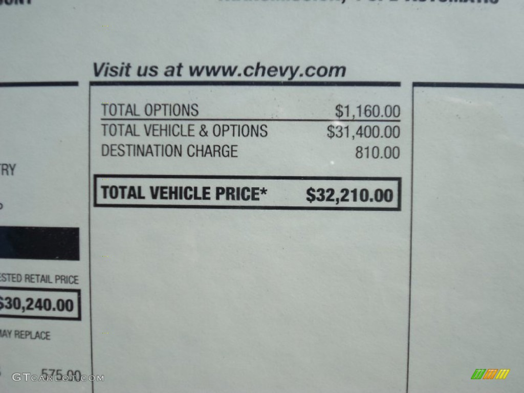 2012 Chevrolet Colorado LT Crew Cab 4x4 Window Sticker Photo #55086434
