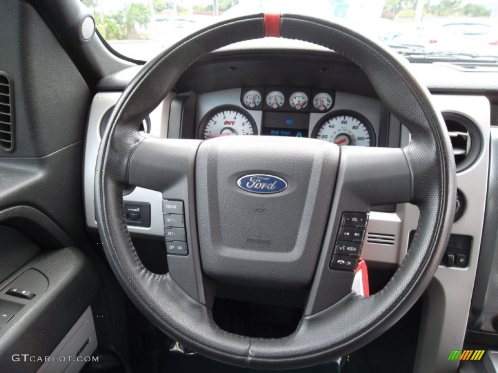 2010 Ford F150 SVT Raptor SuperCab 4x4 Raptor Black Steering Wheel Photo #55096486