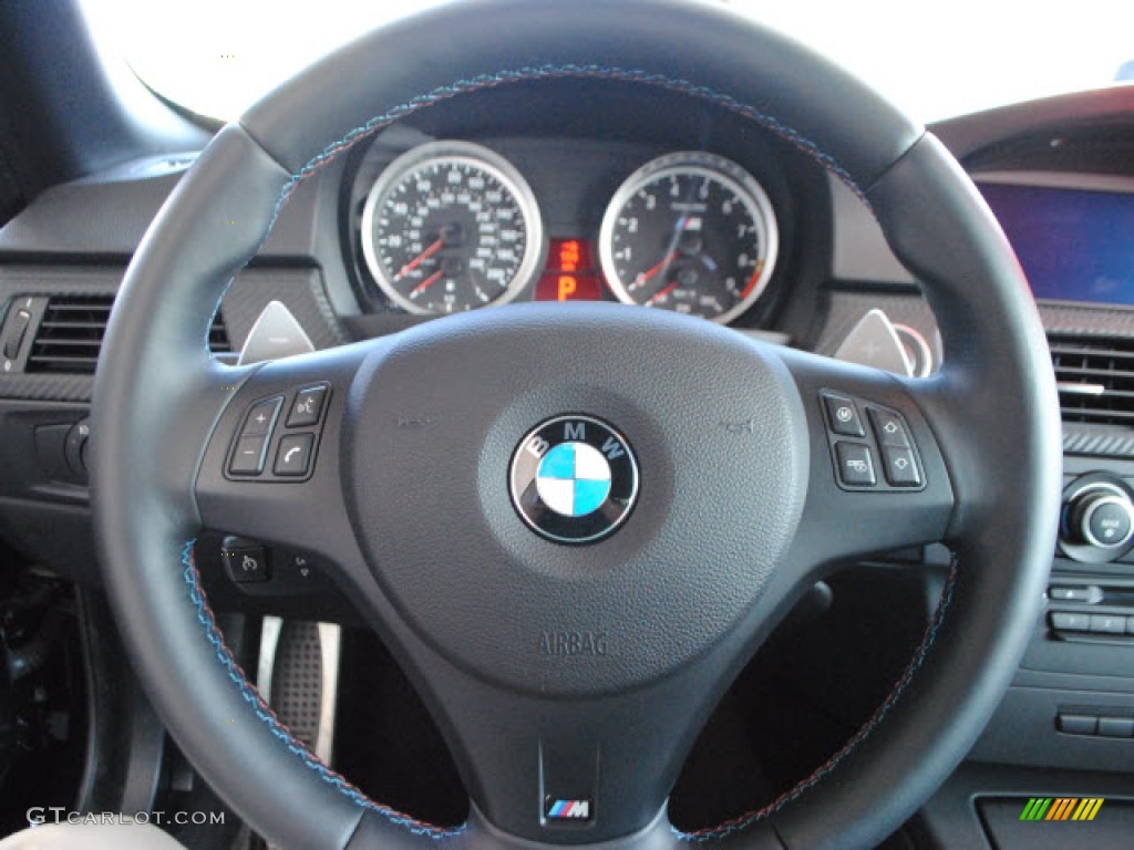 2011 BMW M3 Convertible Black Novillo Leather Steering Wheel Photo #55100611