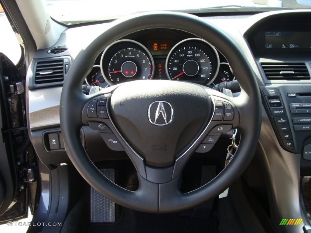2012 Acura TL 3.7 SH-AWD Ebony Steering Wheel Photo #55103550