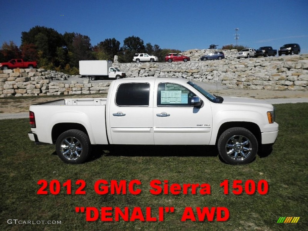 2012 Sierra 1500 Denali Crew Cab 4x4 - White Diamond Tricoat / Ebony photo #1