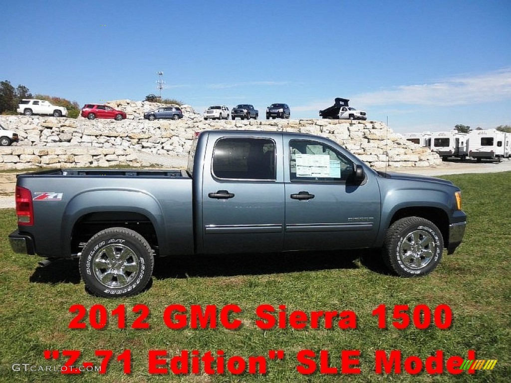 2012 Sierra 1500 SLE Crew Cab 4x4 - Stealth Gray Metallic / Ebony photo #1