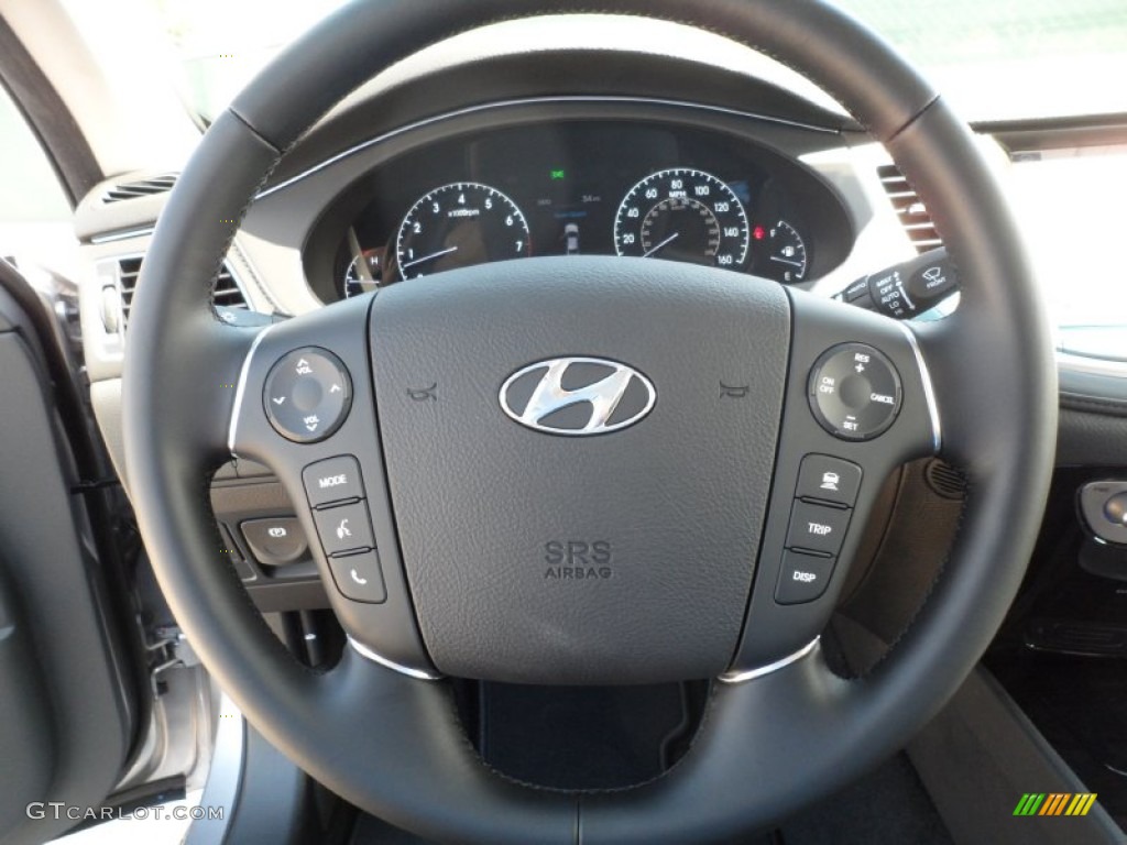 2012 Hyundai Genesis 5.0 R Spec Sedan Jet Black Steering Wheel Photo #55109469