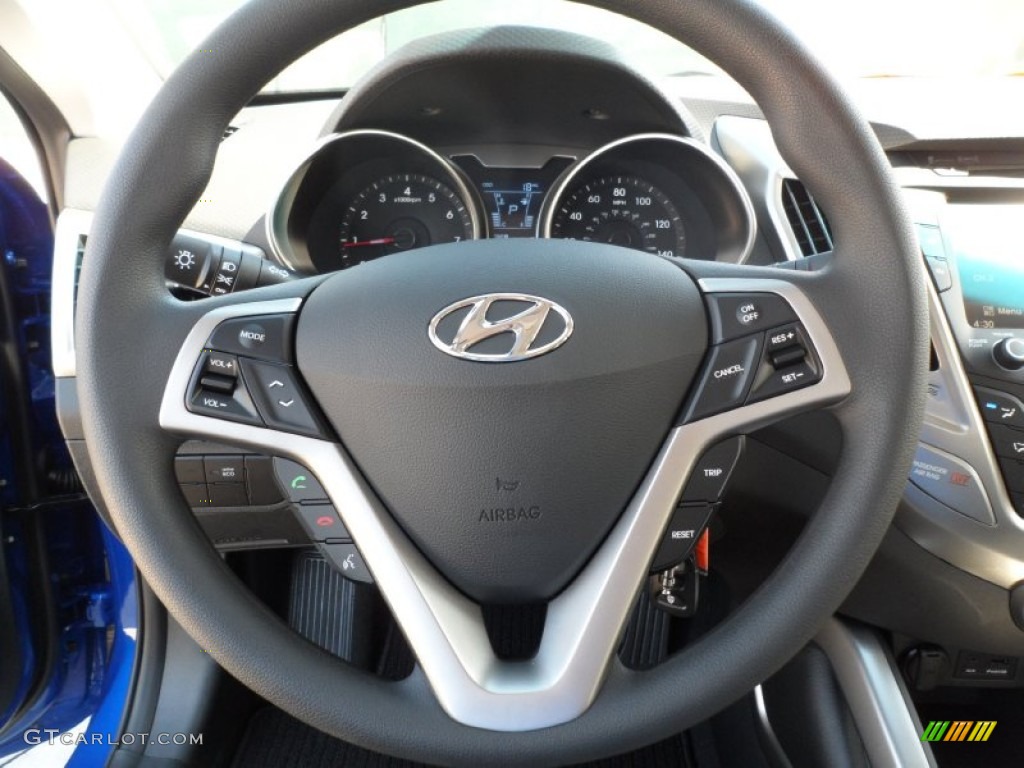 2012 Hyundai Veloster Standard Veloster Model Gray Steering Wheel Photo #55110099