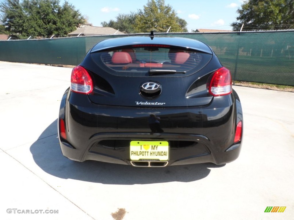 2012 Veloster  - Ultra Black / Black/Red photo #4