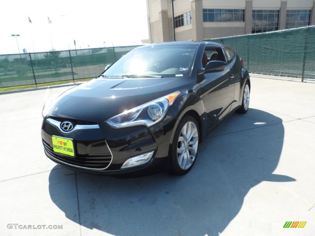 2012 Veloster  - Ultra Black / Black/Red photo #7