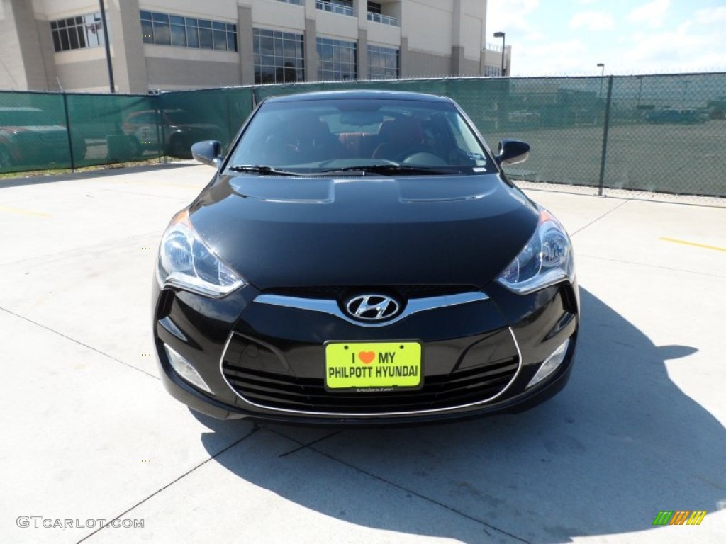 2012 Veloster  - Ultra Black / Black/Red photo #8