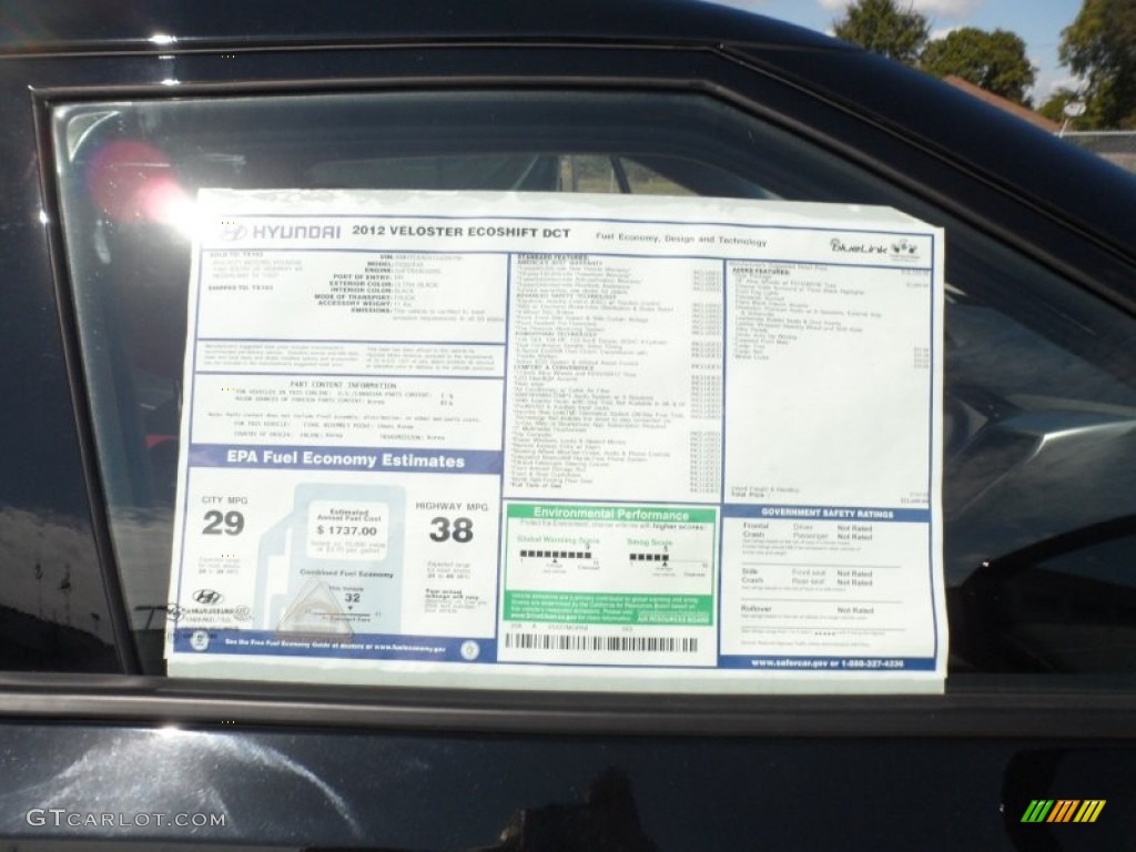 2012 Veloster  - Ultra Black / Black/Red photo #32