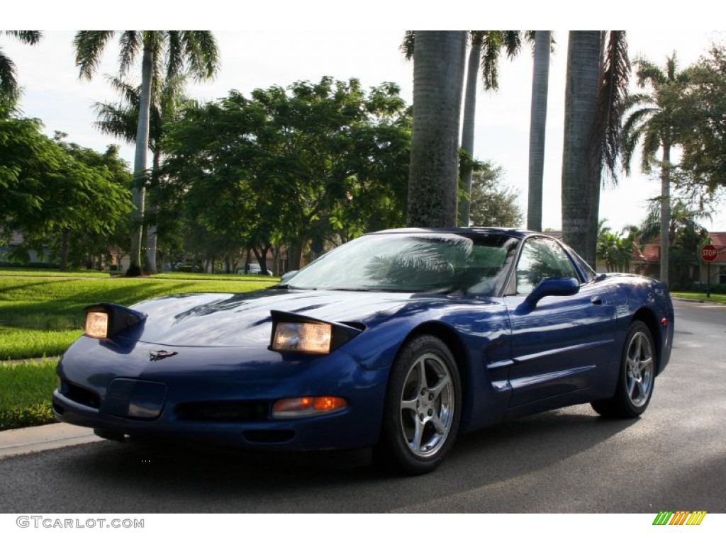 2002 Corvette Coupe - Electron Blue Metallic / Light Oak photo #2