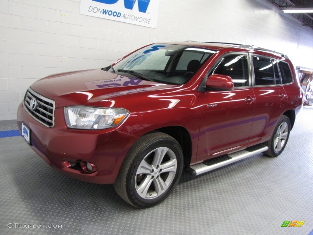 2008 Highlander Sport 4WD - Salsa Red Pearl / Black photo #2