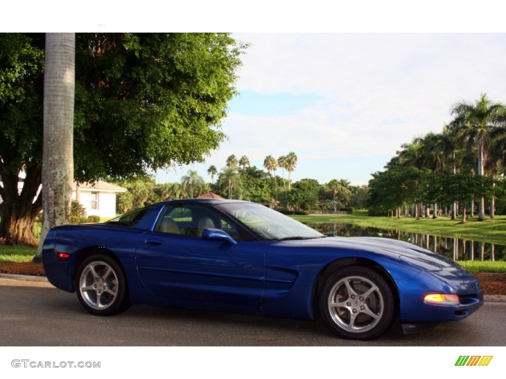 2002 Corvette Coupe - Electron Blue Metallic / Light Oak photo #14