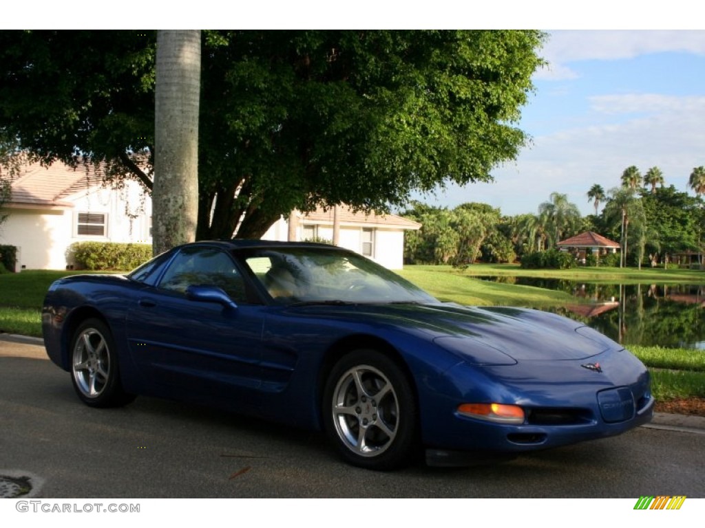 2002 Corvette Coupe - Electron Blue Metallic / Light Oak photo #15