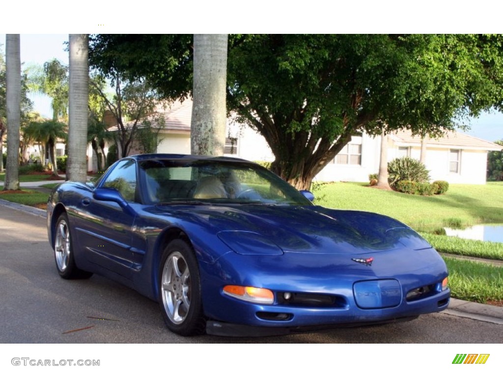2002 Corvette Coupe - Electron Blue Metallic / Light Oak photo #16