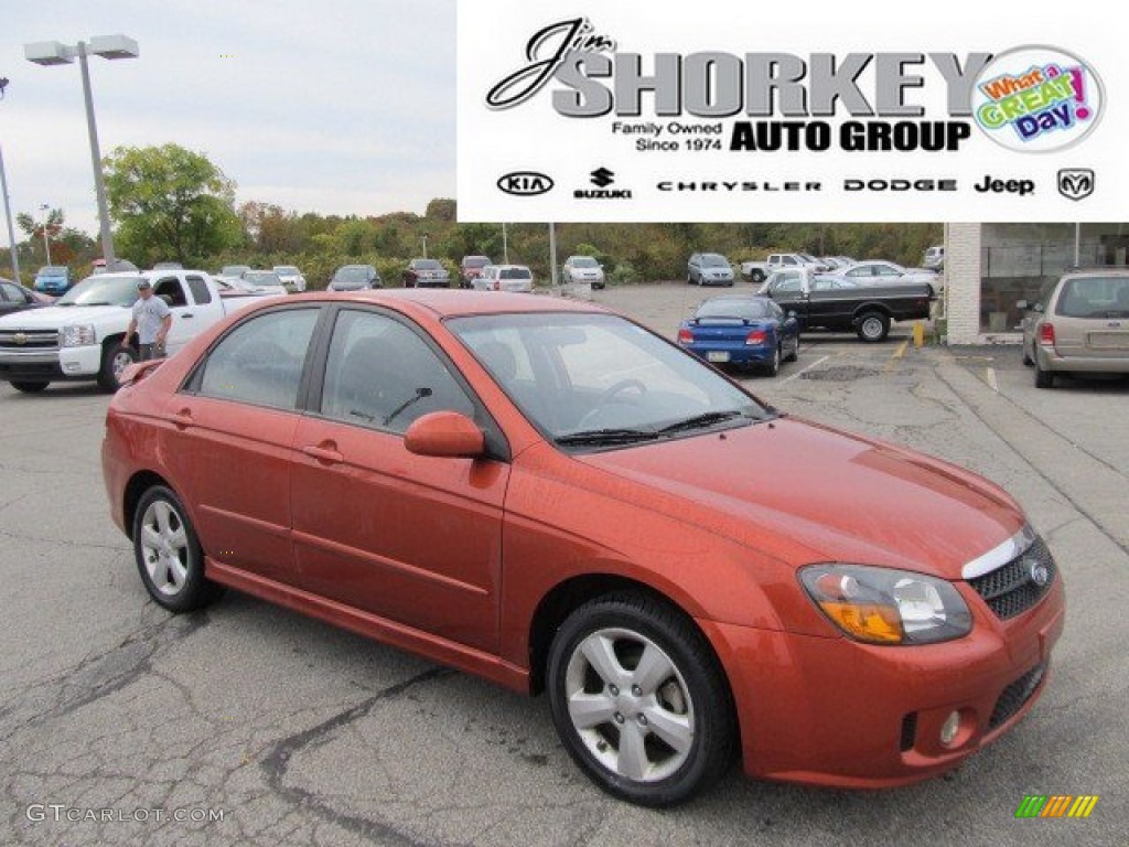 2008 Spectra SX Sedan - Electric Orange / Black photo #1