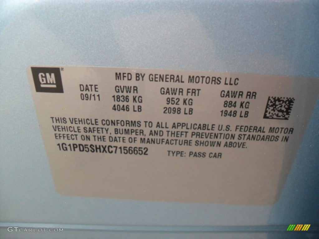 2012 Cruze LS - Ice Blue Metallic / Jet Black/Medium Titanium photo #6