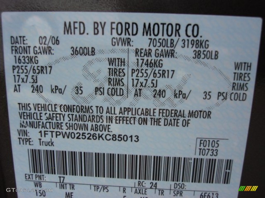 2006 F150 Color Code T7 for Dark Stone Metallic Photo #55132230