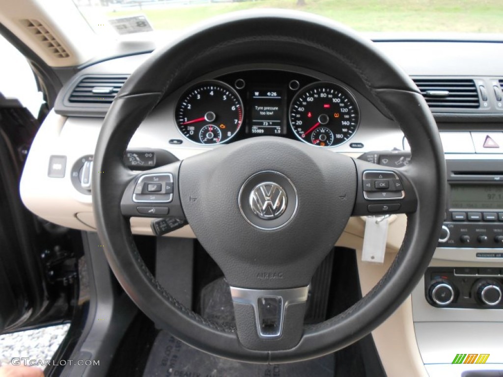 2009 Volkswagen CC Sport Cornsilk Beige Two-Tone Steering Wheel Photo #55139338