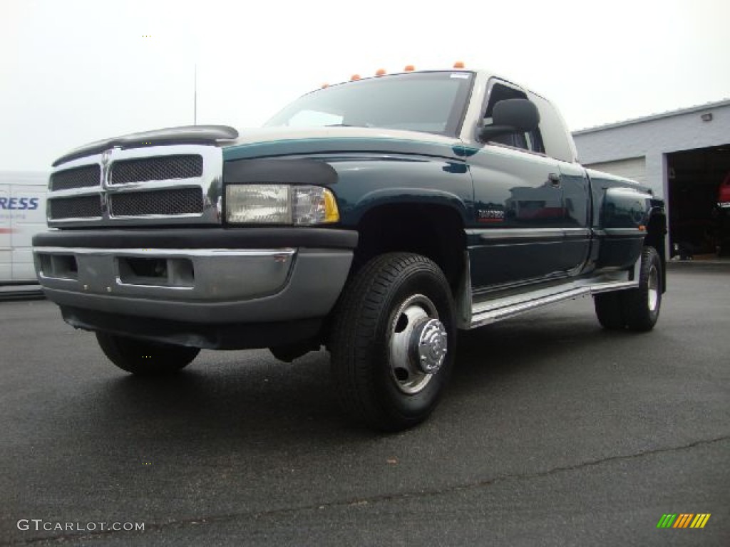 1998 Ram 3500 Laramie SLT Extended Cab 4x4 Dually - Emerald Green Pearl / Mist Gray photo #1