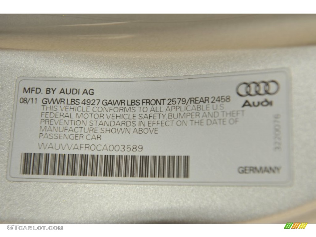 2012 Audi S5 4.2 FSI quattro Coupe Info Tag Photo #55145258