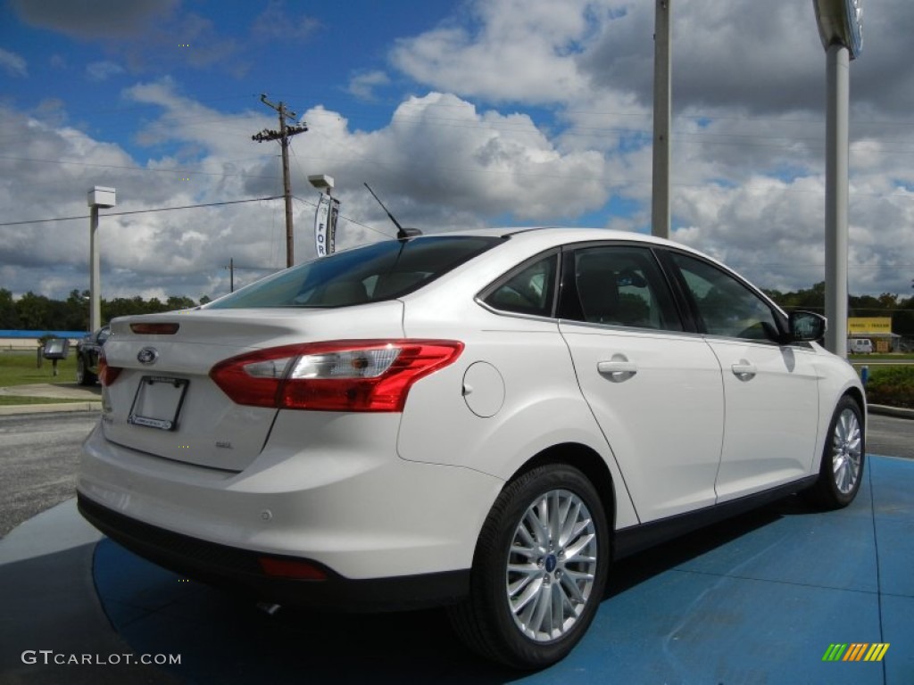 2012 Focus SEL Sedan - White Platinum Tricoat Metallic / Stone photo #3