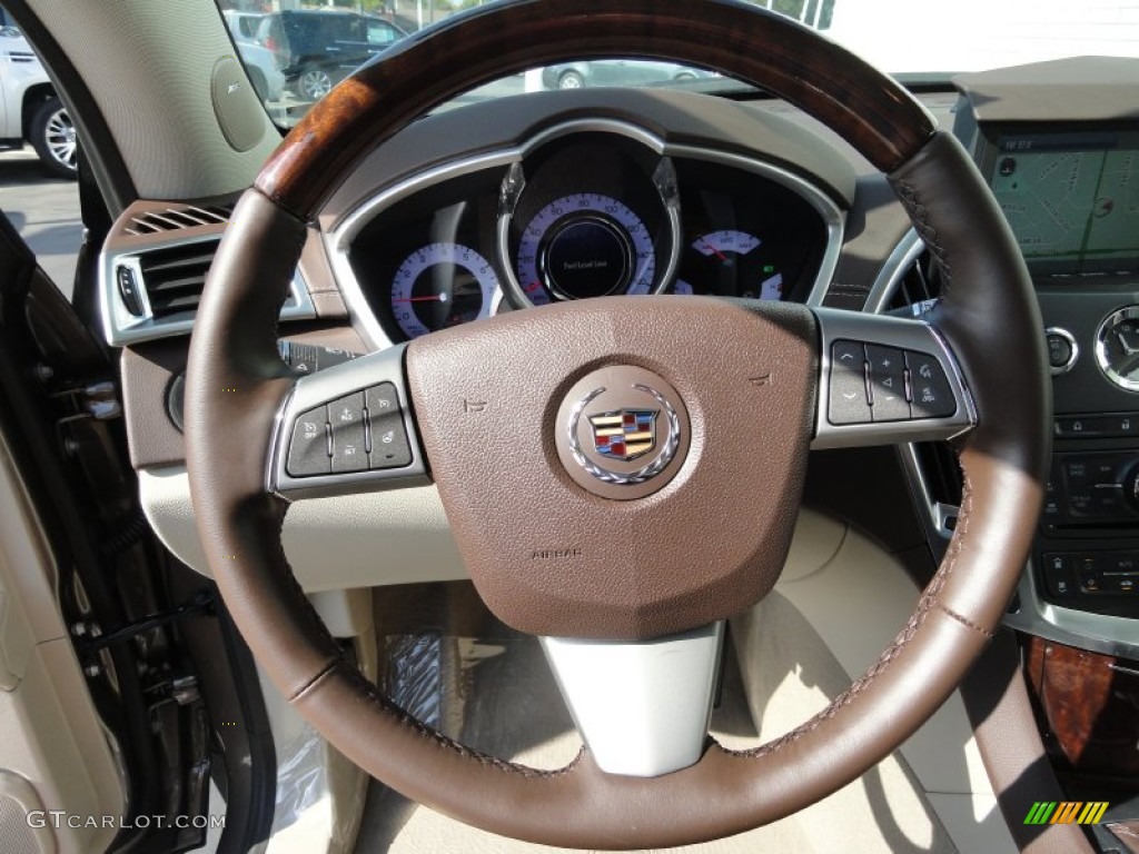 2012 Cadillac SRX Luxury AWD Shale/Brownstone Steering Wheel Photo #55150517