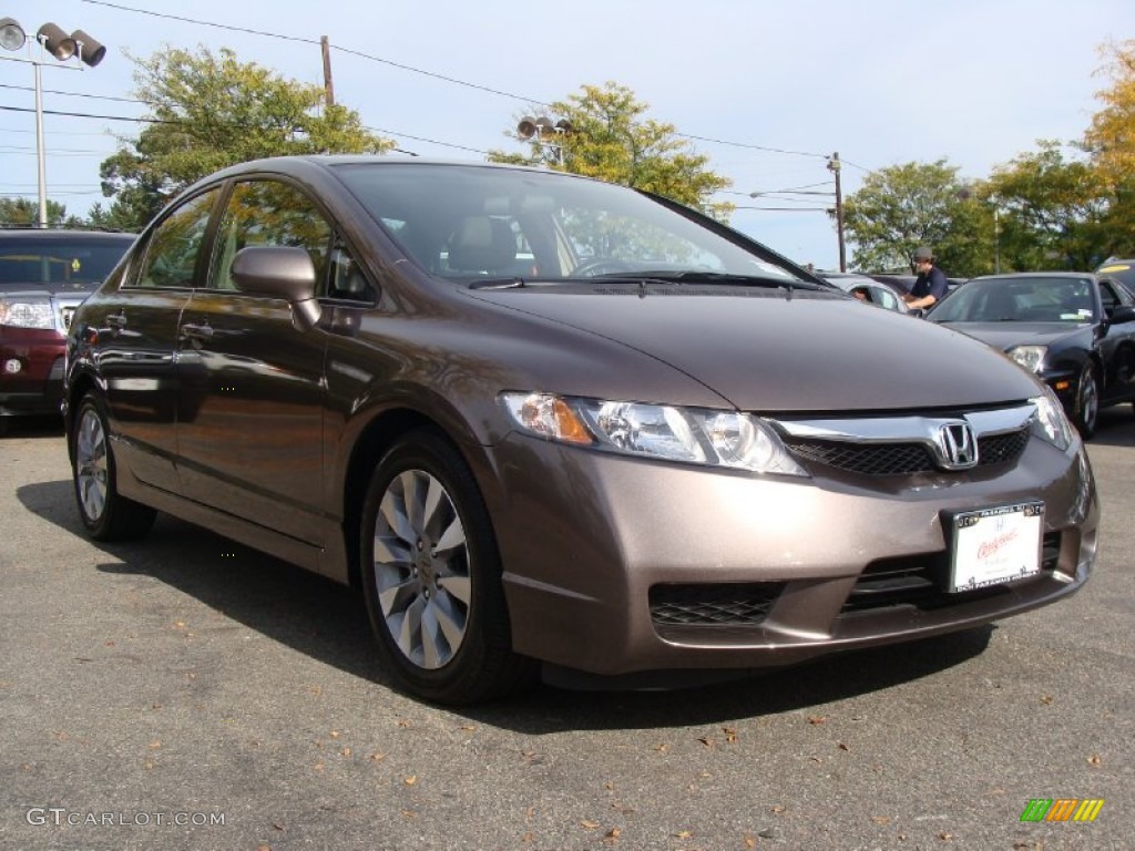 2010 Civic EX-L Sedan - Urban Titanium Metallic / Beige photo #6