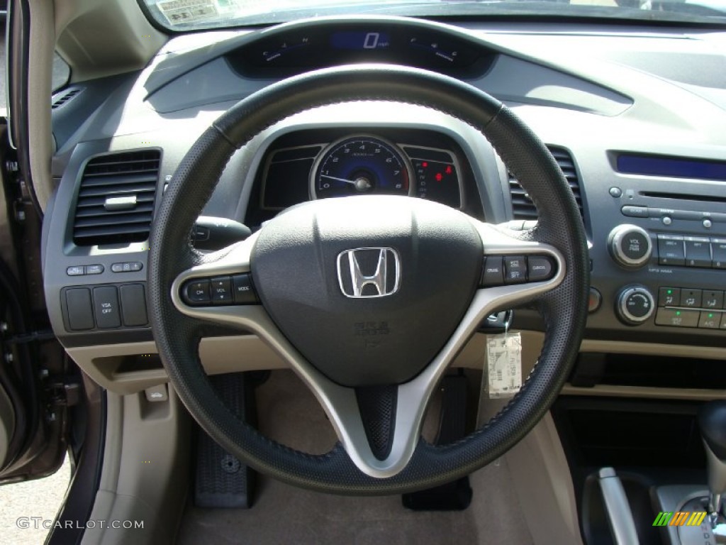 2010 Honda Civic EX-L Sedan Beige Steering Wheel Photo #55153556