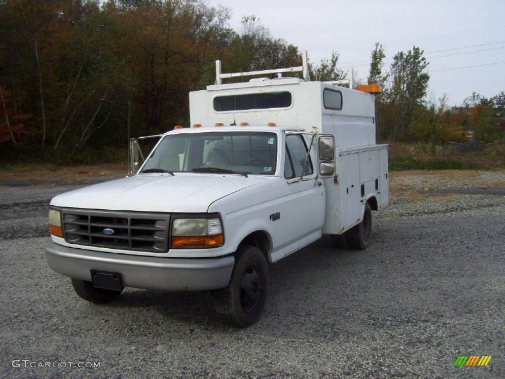 Oxford White 1996 Ford F350 XL Regular Cab Commercial Utility Exterior Photo #55153697
