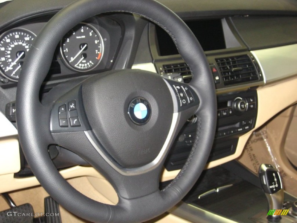 2012 BMW X5 xDrive50i Sand Beige Steering Wheel Photo #55154240