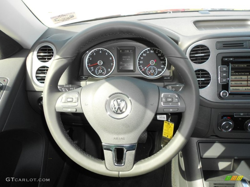 2012 Volkswagen Tiguan SE Black Steering Wheel Photo #55155038