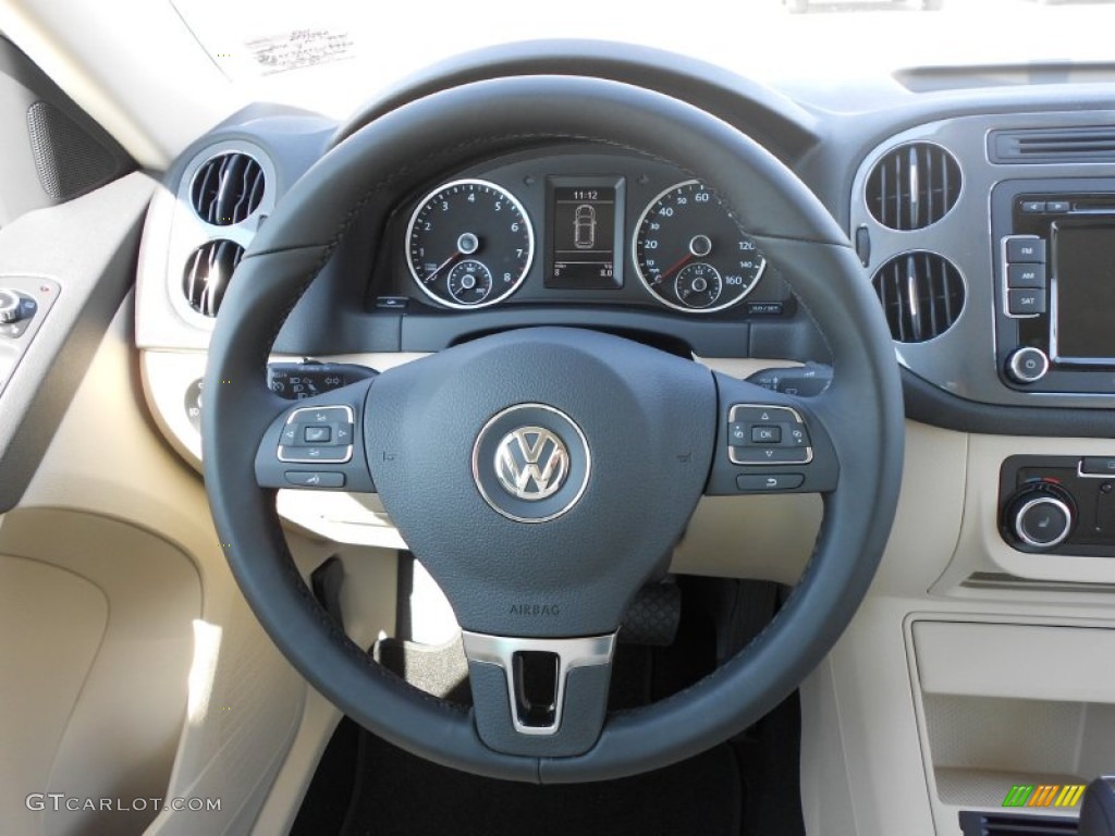 2012 Volkswagen Tiguan SE Beige Steering Wheel Photo #55155452