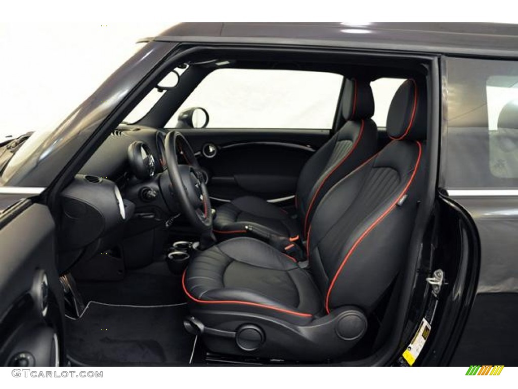 Carbon Black/Championship Red Piping Lounge Leather Interior 2011 Mini Cooper John Cooper Works Clubman Photo #55157957