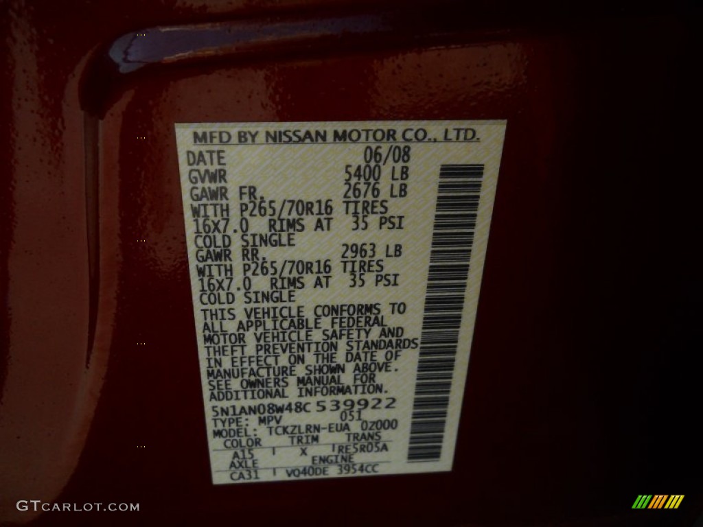 2008 Xterra S 4x4 - Red Brawn / Charcoal photo #23