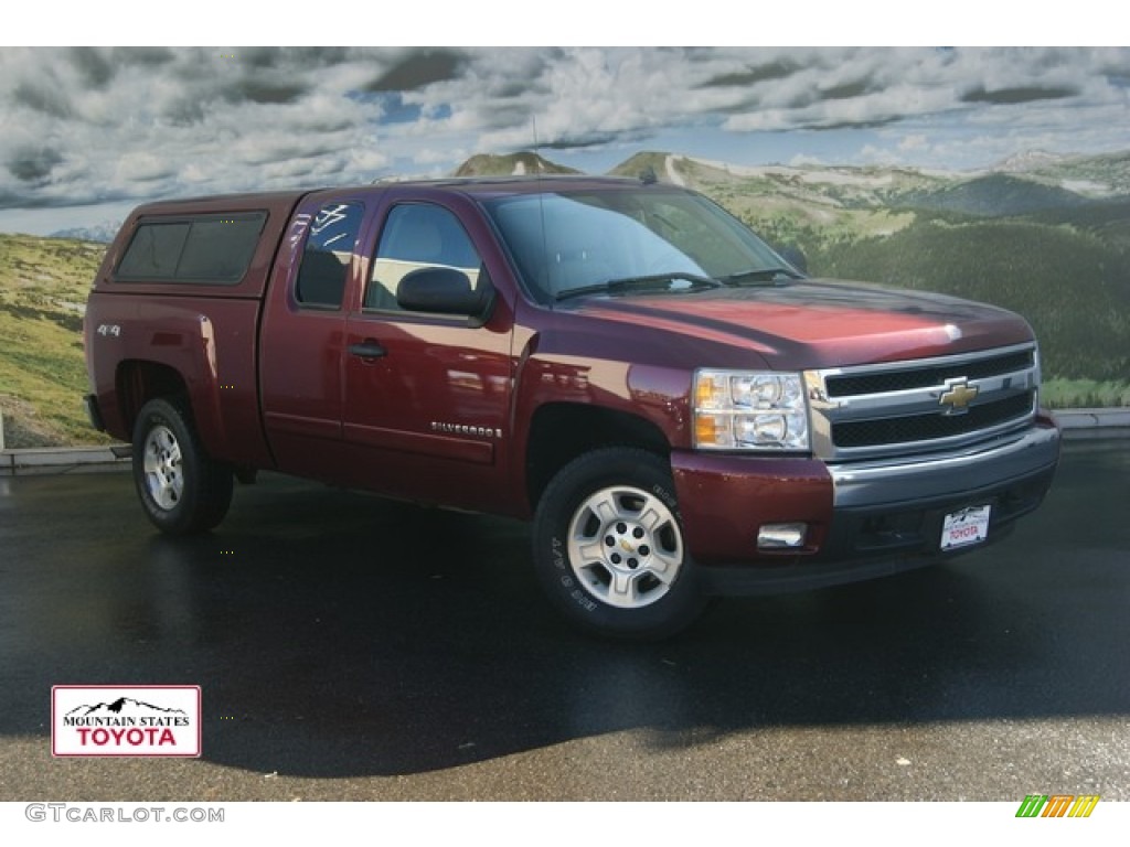 2008 Silverado 1500 LT Extended Cab 4x4 - Deep Ruby Metallic / Light Titanium/Ebony Accents photo #1