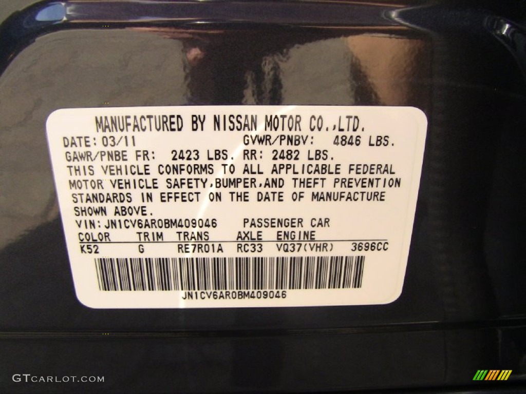 2011 G Color Code K52 for Blue Slate Photo #55180047