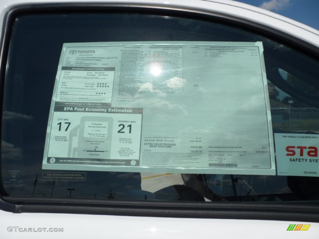2012 Toyota Tacoma V6 TRD Prerunner Double Cab Window Sticker Photo #55183863