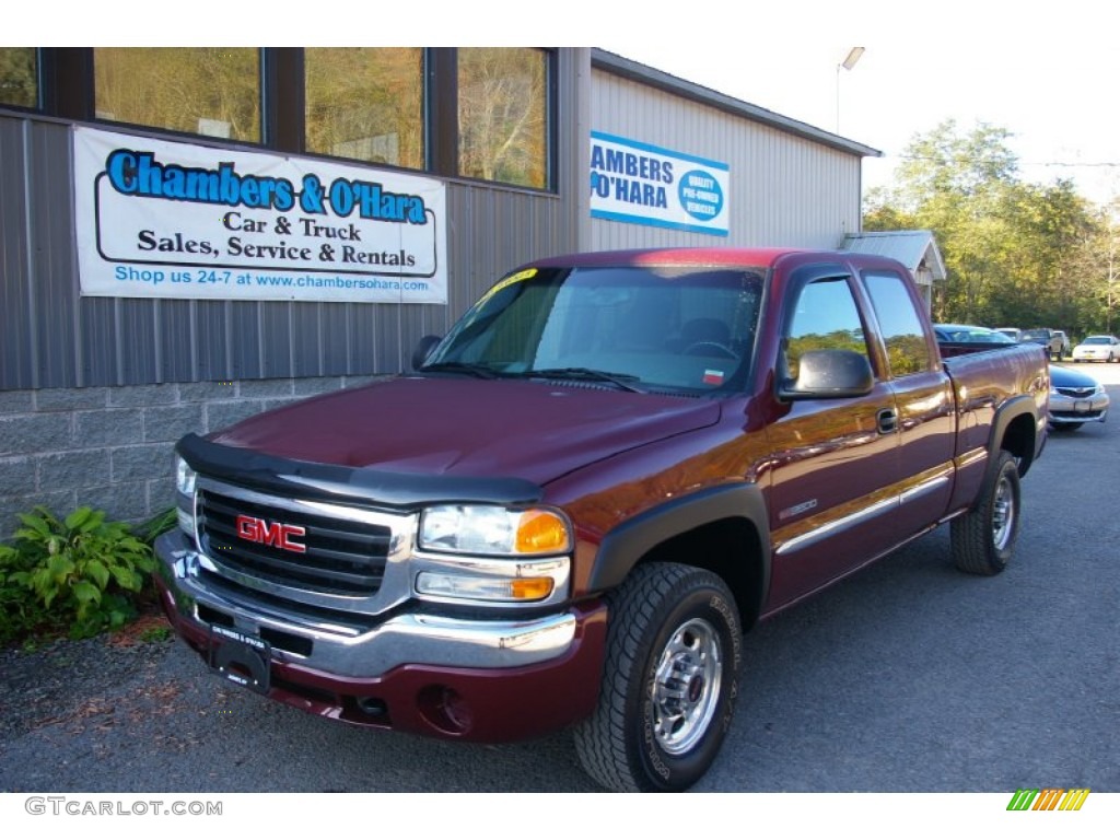 2003 Sierra 2500HD SLE Extended Cab 4x4 - Dark Toreador Red Metallic / Dark Pewter photo #1