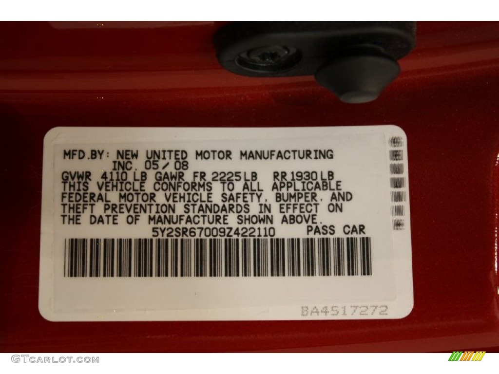 2009 Pontiac Vibe GT Info Tag Photos