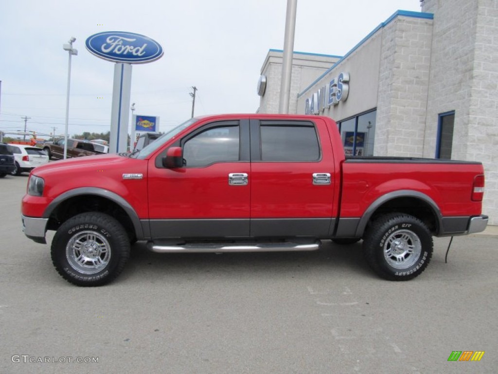 2005 F150 XLT SuperCrew 4x4 - Bright Red / Tan photo #2