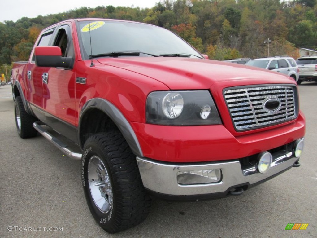 2005 F150 XLT SuperCrew 4x4 - Bright Red / Tan photo #4
